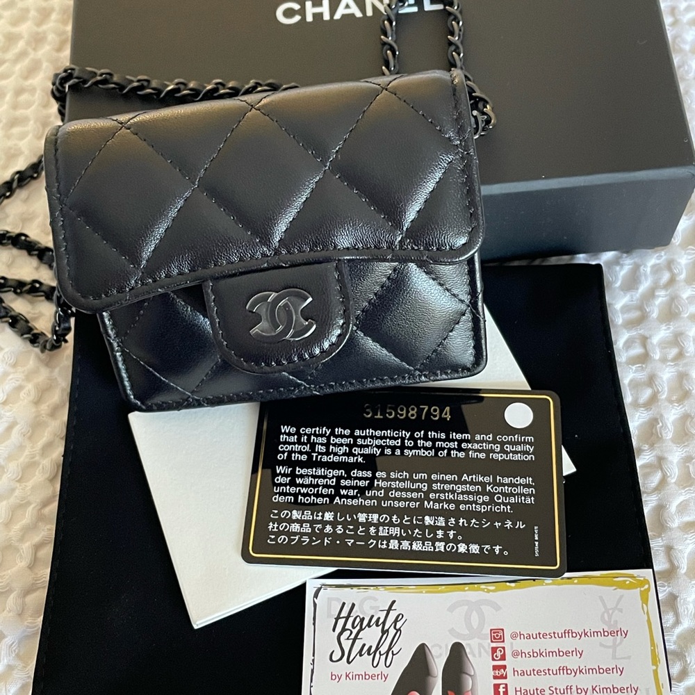 NEW Chanel So Black Mini Woc Cardholder 21B Bag - Picture 7 of 15